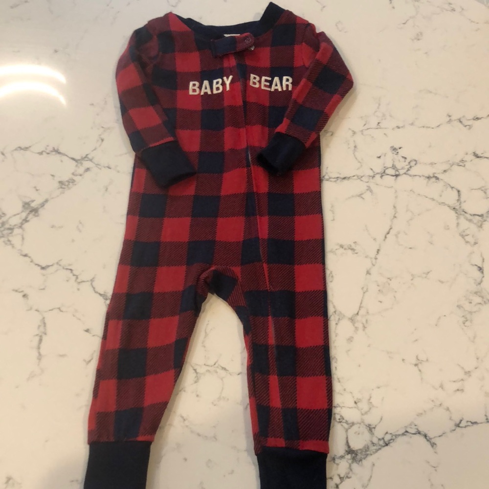 Plaid zippered footie